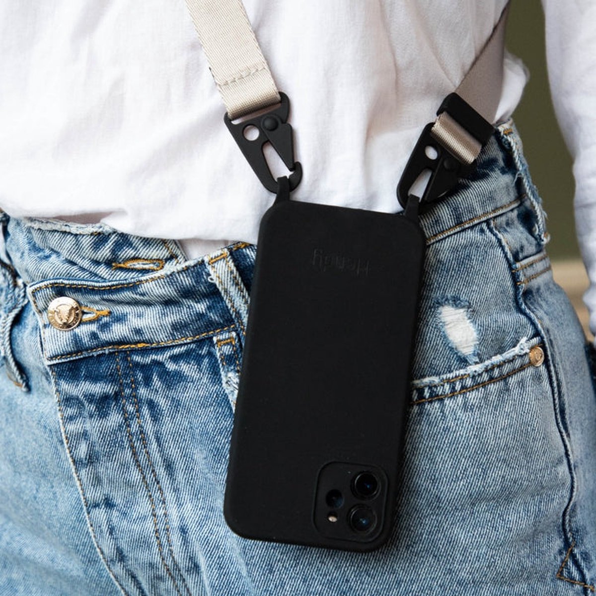 Hendy telefoonhoesje met koord - Switch - Taupe - iPhone 12 Pro Max
