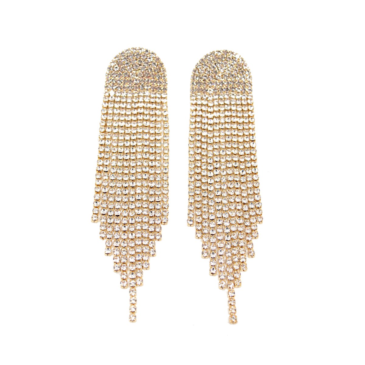 Lange Strass Oorhangers - Goudkleurig | 11,8 x 2,6 cm | Oorbellen | Fashion Favorite