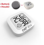 CVD® Thermometer - Hygrometer - Digitale Weerstation - Luchtvochtigheidsmeter - Thermometer Voor Binnen - Incl. Batterij En Houder