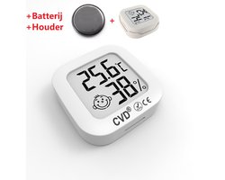 CVD® Thermometer - Hygrometer - Digitale Weerstation - Luchtvochtigheidsmeter - Thermometer Voor Binnen - Incl. Batterij En Houder