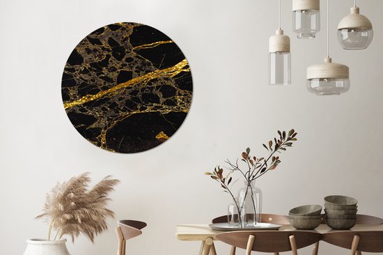 WallCircle - Cercle mural - Cercle mural - Goud - Or - Zwart - Paillettes - Aluminium - Dibond - 90x90 cm - Intérieur et Extérieur