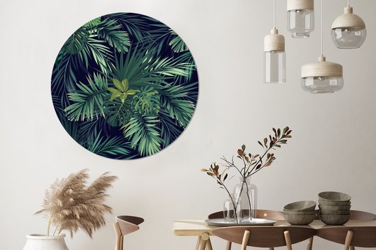 WallCircle - Tableau - Motifs Jungle Feuille Dibond Et Xxl - Multicolore - 120 X 120 Cm
