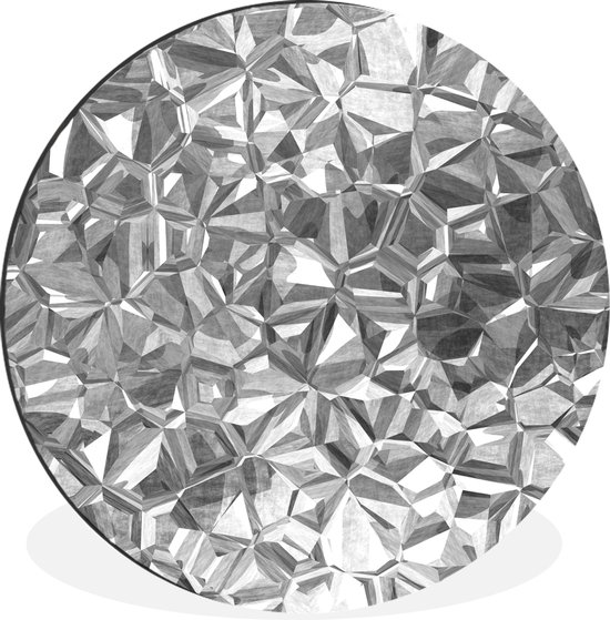 WallCircle - Wandcirkel - Muurcirkel - Een abstracte diamanten achtergrond - zwart wit - Aluminium - Dibond - ⌀ 90 cm - Binnen en Buiten