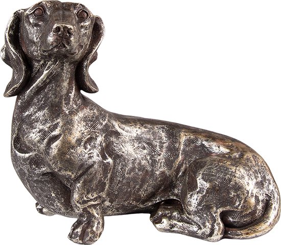 Clayre & Eef Decoratie beeld hond Hond 23 cm Zilverkleurig Polyresin Woonaccessoires