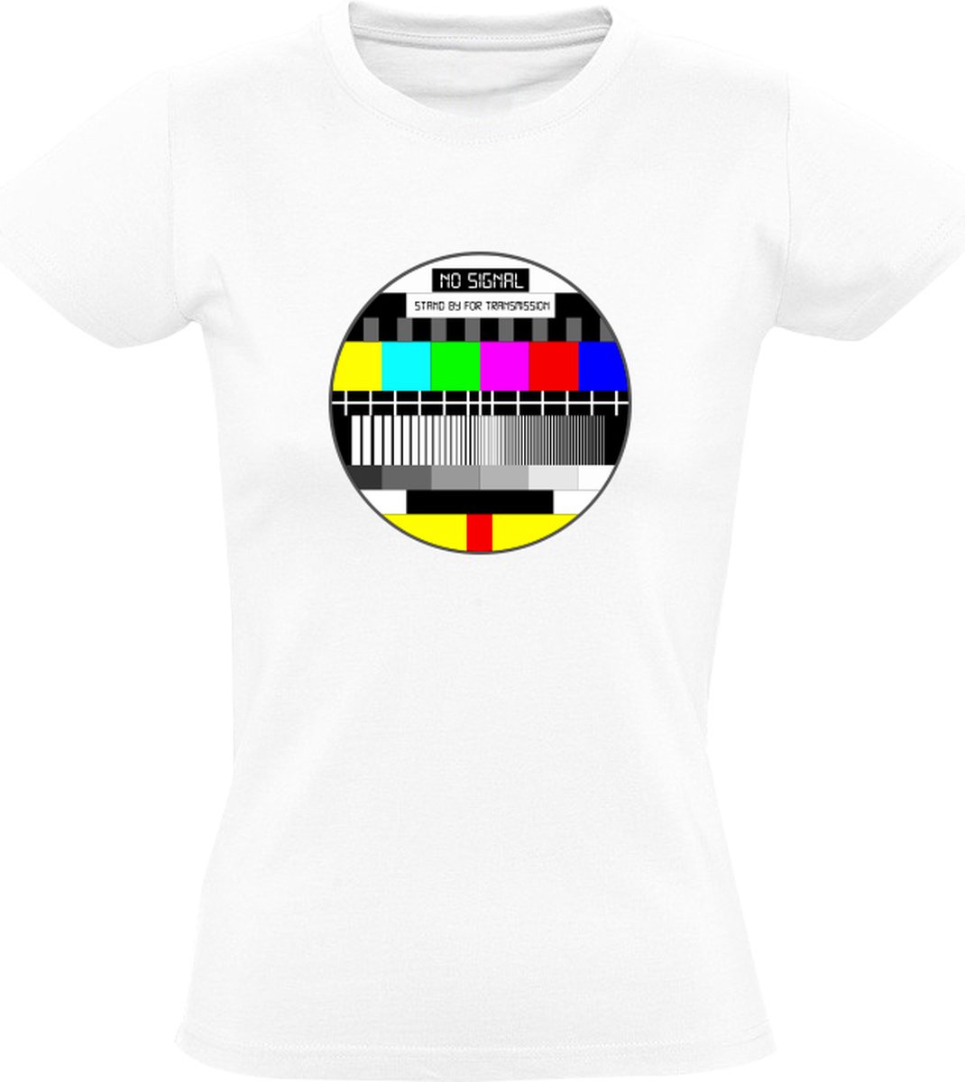 Geen Signaal Logo Televisie Dames T-shirt - tv - retro - beeldscherm - verbinding - testbeeld - stand by - stand-by - buiten werking - pauze