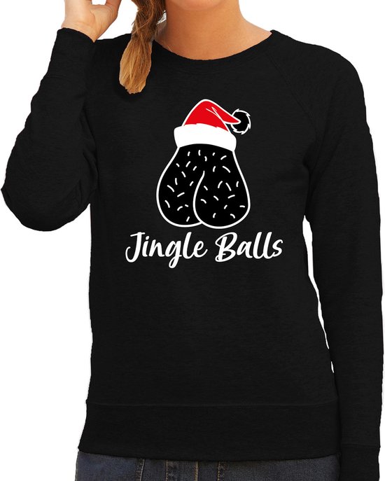 Bellatio Decorations mauvais humour pull de Noël jingle balls - pull - noir - femme S