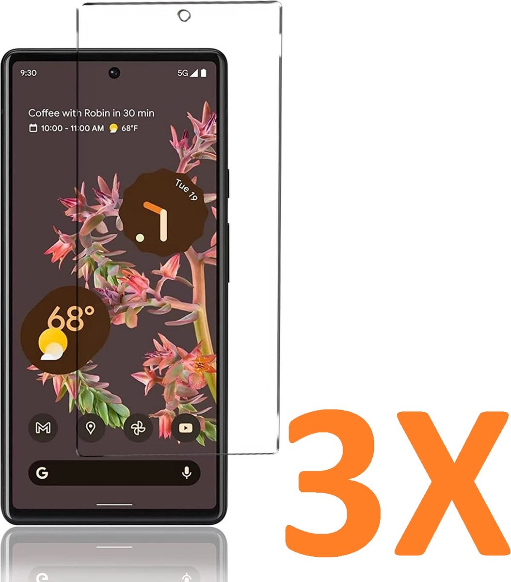 Screenprotector Glas - Tempered Glass Screen Protector - 3x Geschikt voor: Google pixel 6