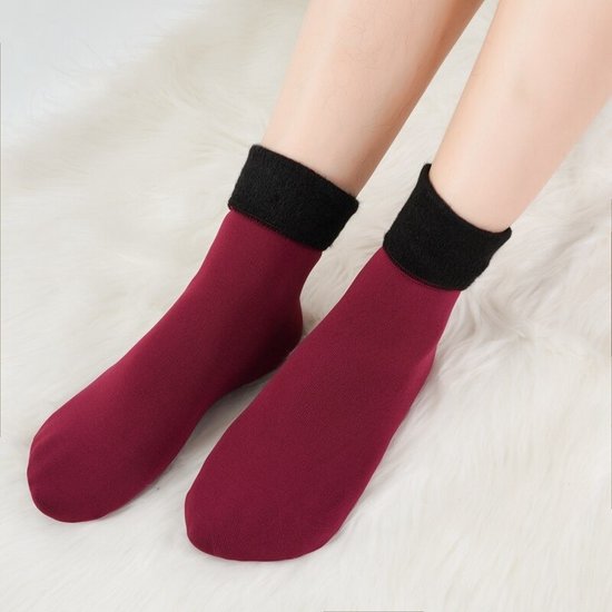 Velvet Sokken -Warme Sokken - Slofsokken - Bedsokken - Dikke Sokken - 1 Paar - Rood