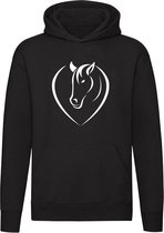 Paard logo hartje | Hoodie | dier | horse | dierendag | pony | manege | Unisex | Trui | Sweater | Capuchon | Zwart