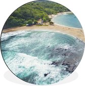 WallCircle - Wandcirkel - Muurcirkel - Strand in Costa Rica met aan twee kanten water - Aluminium - Dibond - ⌀ 60 cm - Binnen en Buiten