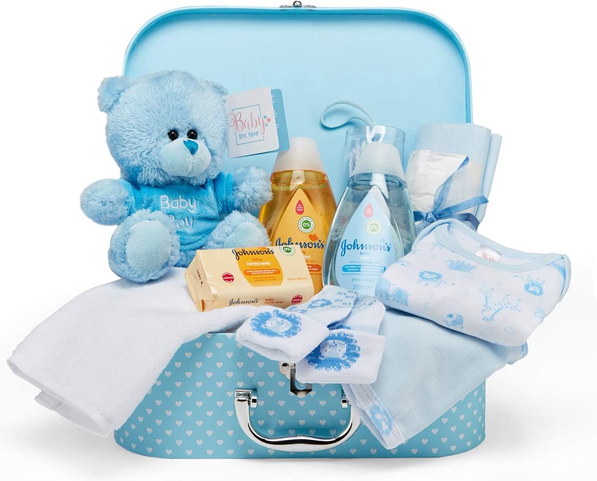 Boite à souvenirs de naissance - Coffret cadeau bébé - Bleu 15 cm