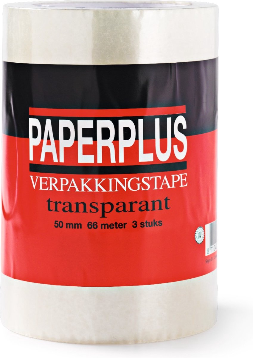 Paperplus - Super Tape Transparant - 3 Rollen van 66 Meter - Verpakkingstape - Plakband - Verzenden