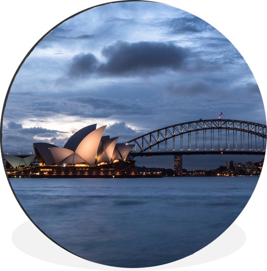 Wandcirkel - Aluminium - Het Opera van Sydney en de Sydney Harbour Bridge in Australië - ⌀