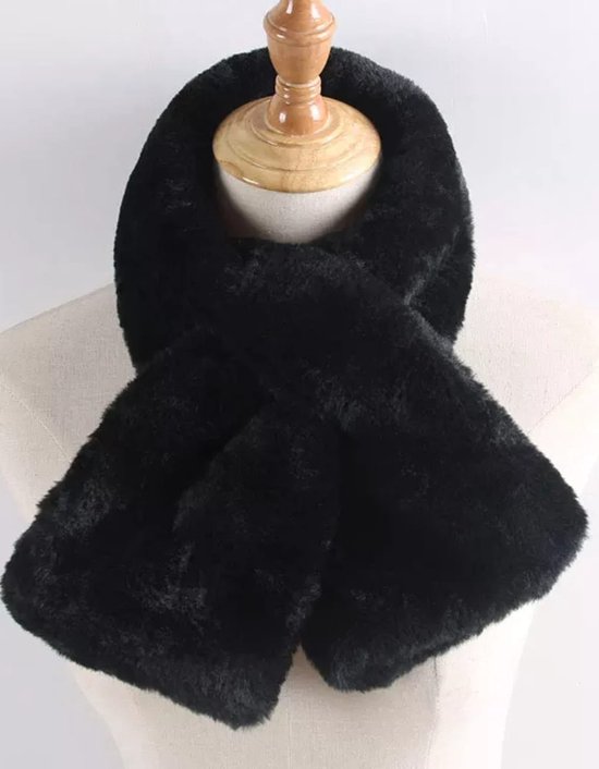 Dames sjaal Zwart - Warme Fluffy sjaal - Size M/L- Winter Fake fur sjaal,  Lusje sjaal-... | bol.com