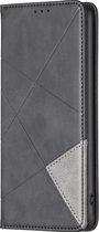 Mobigear Telefoonhoesje geschikt voor Samsung Galaxy S23 Plus Hoesje | Mobigear Rhombus Slim Bookcase | Pasjeshouder voor 2 Pasjes | Telefoonhoesje voor Pinpas / OV Kaart / Rijbewijs - Zwart