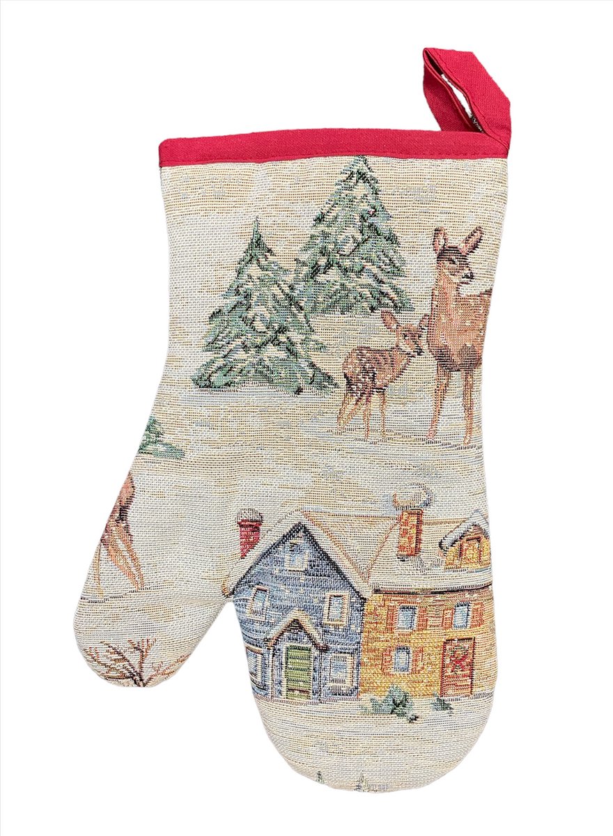 Pannenwant - Gobelinstof - Kerst - Snowy Mountains - rendieren - sneeuw