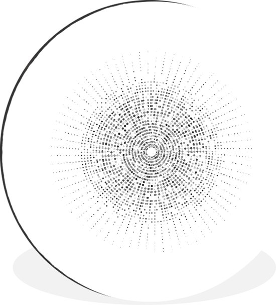 WallCircle - Wandcirkel - Muurcirkel - Cirkel van geometrische vormen - zwart wit - Aluminium - Dibond - ⌀ 30 cm - Binnen en Buiten