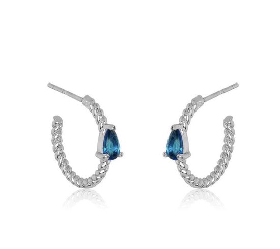 Oorringen - zilverkleurig - 925 zilver plated - blauwe oorbellen - dames - cadeau voor vrouw - Liefs Jade