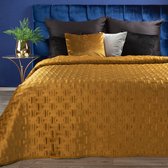 Oneiro’s luxe RIA Type 3 Beddensprei Oker - 220x240 cm – bedsprei 2 persoons - beige – beddengoed – slaapkamer – spreien – dekens – wonen – slapen