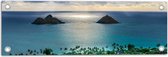 WallClassics - Tuinposter – Uitzicht over Strand en Zee - Lanikai Beach - Hawaï - 60x20 cm Foto op Tuinposter  (wanddecoratie voor buiten en binnen)