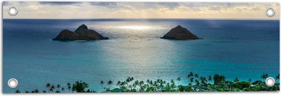 WallClassics - Poster de Jardin - Vue sur Plage et Mer - Plage de Lanikai - Hawaï - 60x20 cm Photo sur Poster de Jardin (décoration murale pour extérieur et intérieur)