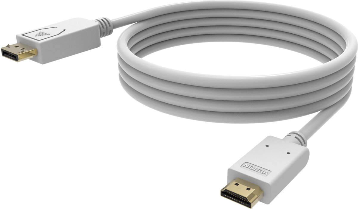 Vision TC 2MDPHDMI4K video kabel adapter 1 m DisplayPort HDMI Type A (Standaard) Wit