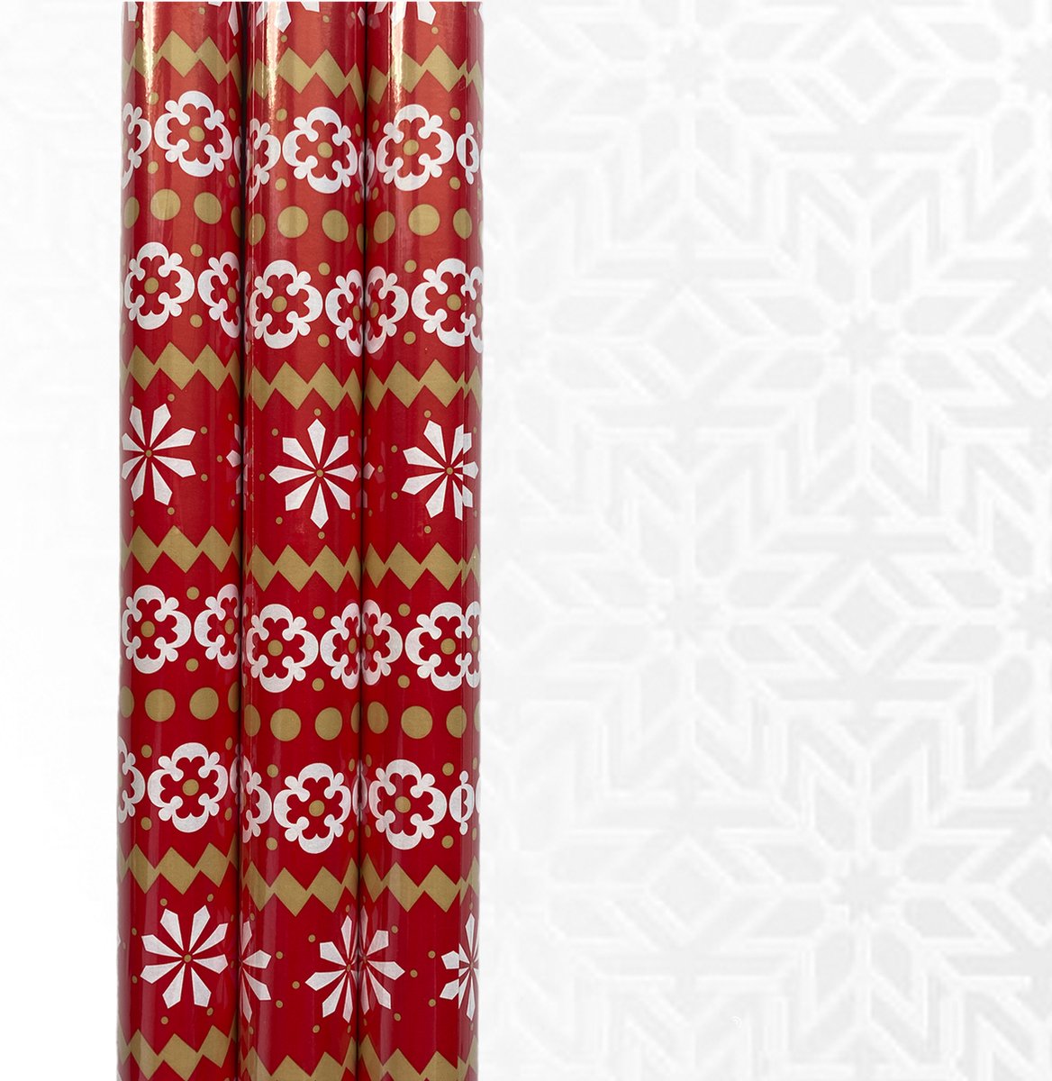 FESTIVE GIFTS Inpakpapier - Cadeaupapier - 300 x 70cm - 3 rollen - Kerst - Luxe Cadeauverpakking - Kleurrijk