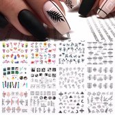 12 Pièces Autocollants Ongles - Autocollants Nail Art - Zwart Wit Aléatoire