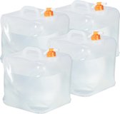 Relaxdays opvouwbare jerrycan - set van 4 - plastic waterzak - lege watertank met kraan - 20 Liter