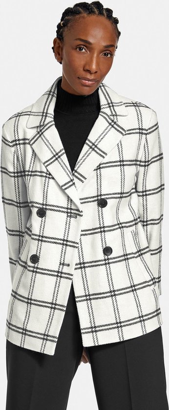 GERRY WEBER Dames Geruite blazer met 3/4-mouwen Ecru/Weiss/Schwarz Karo-42  | bol.com