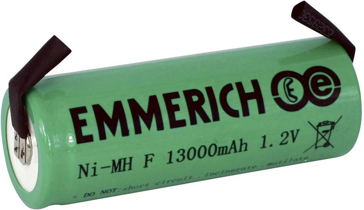Emmerich F ULF Speciale oplaadbare batterij F U-soldeerlip NiMH 1.2 V 13000 mAh