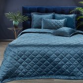 Oneiro’s luxe KRISTIN Type 1 Beddensprei Blauw - 220x240 cm – bedsprei 2 persoons - beige – beddengoed – slaapkamer – spreien – dekens – wonen – slapen