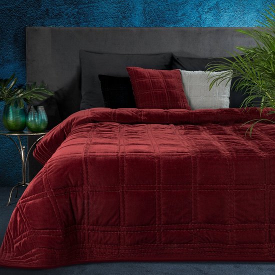 Oneiro’s luxe KRISTIN Type 2 Beddensprei rood - 170 x 210 cm – bedsprei 2 persoons - beige – beddengoed – slaapkamer – spreien – dekens – wonen – slapen