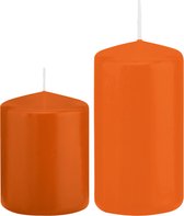 Trend Candles - Stompkaarsen set 2x stuks oranje 8 en 12 cm