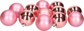 Kerstballen - 12 stuks - kunststof - bubblegum roze - 6 cm