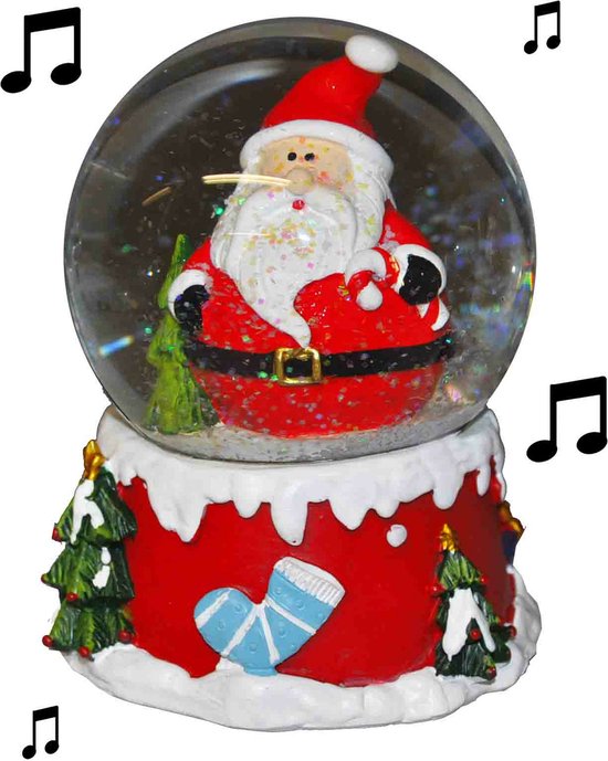 Boule à neige/boule à neige Père Noël avec musique 10 cm | bol