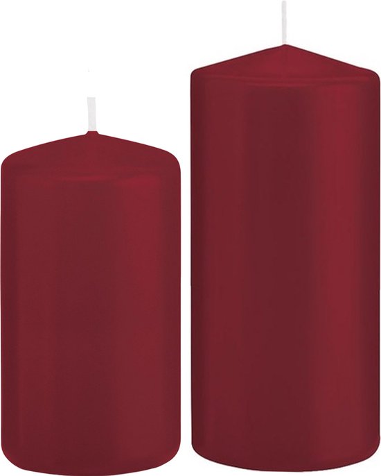 Trend Candles - Stompkaarsen set 6x stuks bordeaux rood 12 en 15 cm