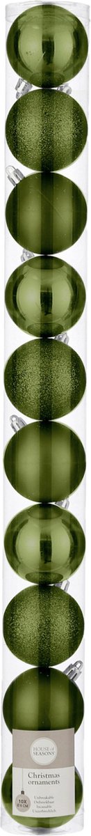 House of Seasons House of Season Kerstballen - 10x st - kunststof - donkergroen - 6 cm - kerstversiering