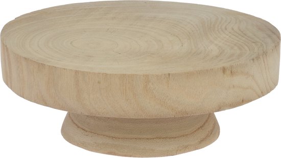 Dienblad/kaarsenbord - rond - hout - op poot - D24 x H10 cm