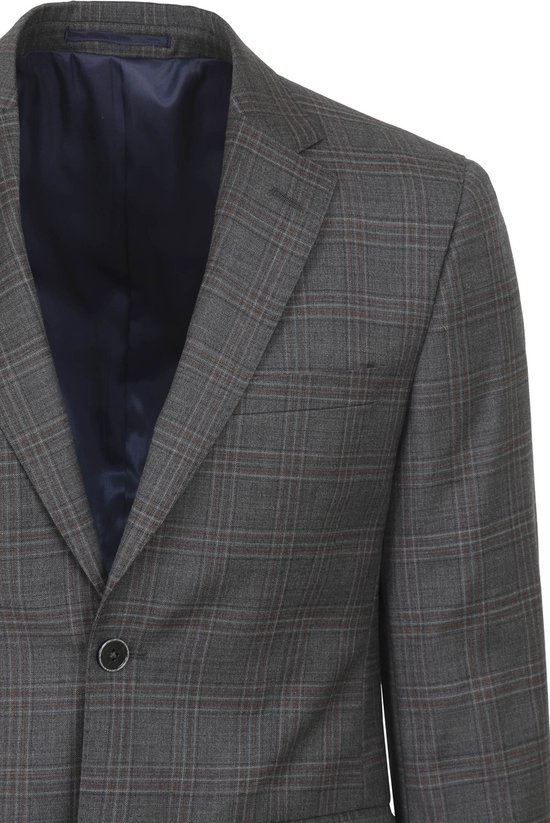 Convient - Costume Toulon Carreaux Grijs Marron - Taille 52 - Coupe slim