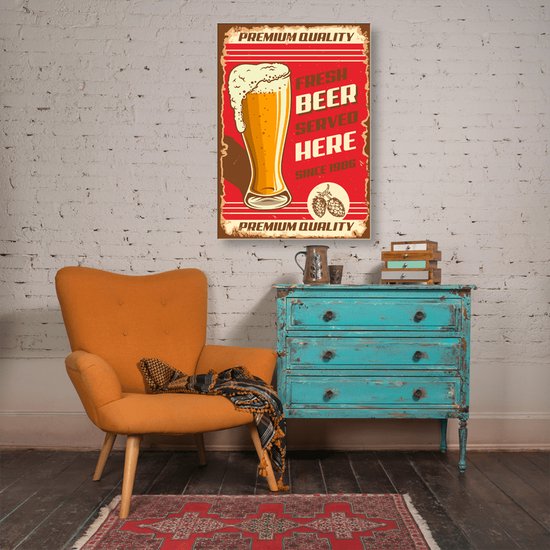 Wanddecoratie / Schilderij / Poster / Doek / Schilderstuk / Muurdecoratie / Fotokunst / Tafereel Fresh beer gedrukt op Textielposter