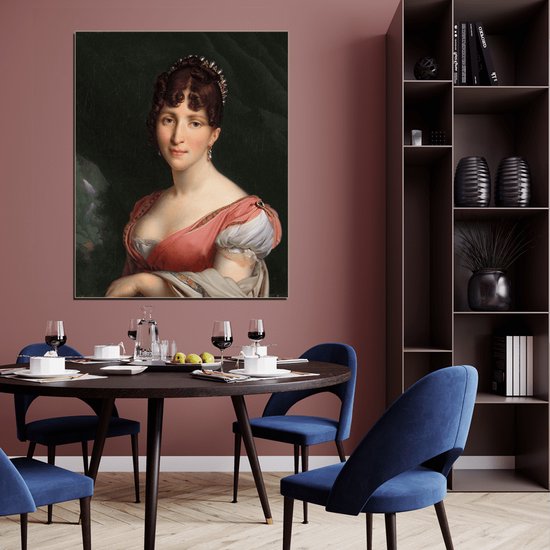 Wanddecoratie / Schilderij / Poster / Doek / Schilderstuk / Muurdecoratie / Fotokunst / Tafereel Portret van Hortense de Beauharnais, koningin van Holland - Anne-Louis Girodet-Trioson gedrukt op Textielposter