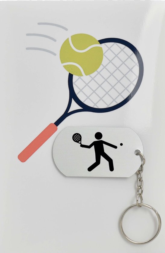 tennis sleutelhanger inclusief kaart - sport cadeau - sporten - Leuk kado voor je sporter om te geven - 2.9 x 5.