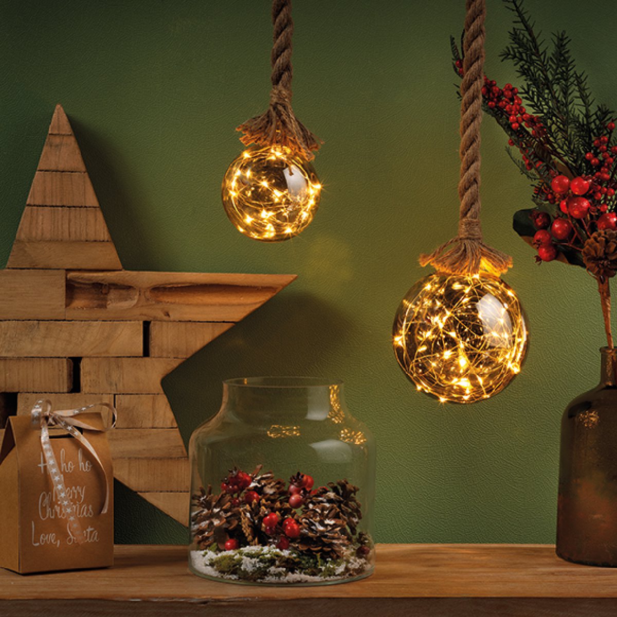 Lumineo Micro LED bal met touw Kerst Kerstbal 50 lampjes