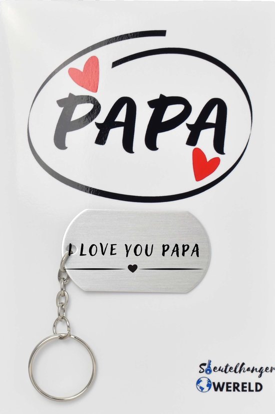 I love you papa Sleutelhanger inclusief kaart - papa cadeau - Vaderdag - Leuk kado voor je papa om te geven - 2.9 x 5.4CM