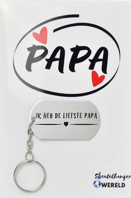 ik heb de liefste papa Sleutelhanger inclusief kaart - papa cadeau - vader - Leuk kado voor je papa om te geven - 2.9 x 5.4CM