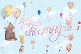 Fotobehang - Vlies Behang - Vliegende Dieren en Ballonnen - Keep Dreaming - Kinderbehang - 368 x 254 cm