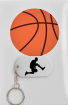 basketbal sleutelhanger inclusief kaart - sport cadeau - sporten - Leuk kado voor je sporter om te geven - 2.9 x 5.4CM