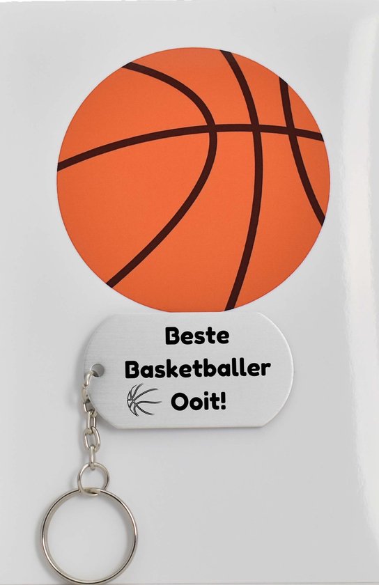 basketbal sleutelhanger inclusief kaart - sport cadeau - sporten - Leuk kado voor je sporter om te geven - 2.9 x 5.4CM