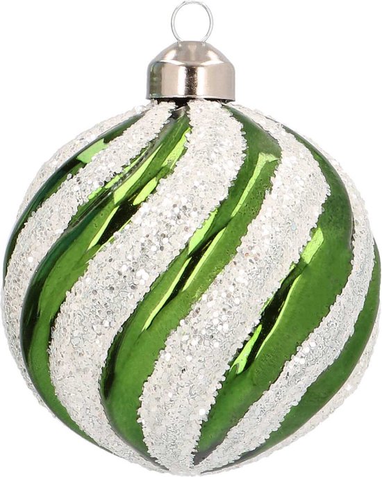 Oneerlijkheid fout Onze onderneming Oneiro's luxe Glazen kerstbal met swirl | Groen-wit | 8 cm - kerstbal - luxe...  | bol.com